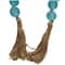 45" Handmade Round Frosted Glass Bead Garland with Tassels & Knotted Jute